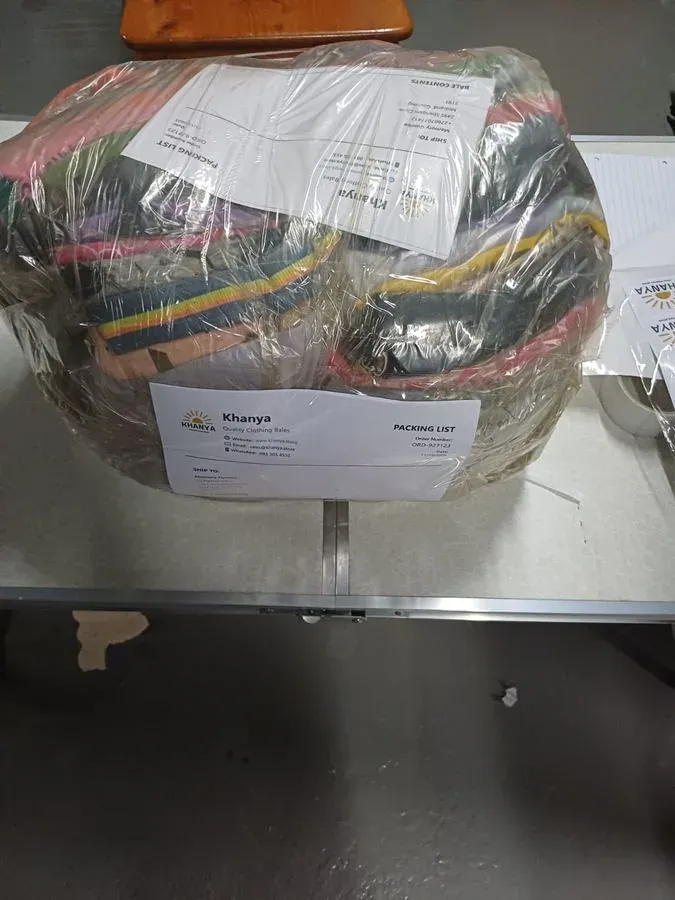 Khanya clothing bale packed with packing list ready for delivery